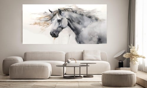 الخيل باللون الابيض والرصاصي تجريدي