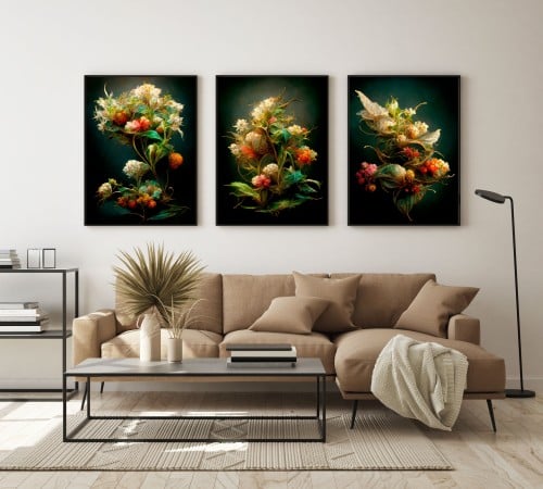 لوحة ثلاثية - ورد