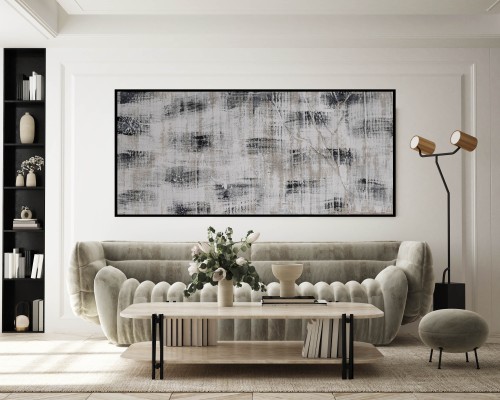 لوحة فن تجريدي بالبقع السوداء