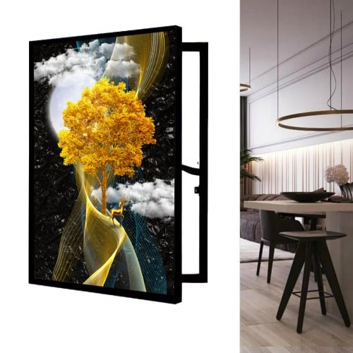 لوحة فن تجريدي لاخفاء طبلون الكهرباء