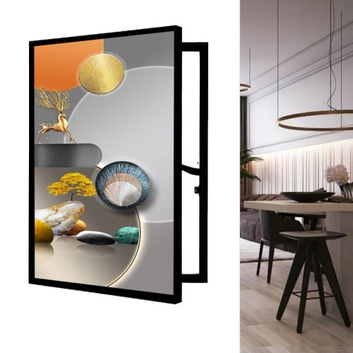 لوحة فن تجريدي لاخفاء طبلون الكهرباء