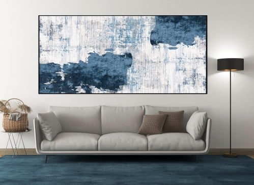 لوحة فن تجريدي ابداع الرسام بالالوان الزرقاء