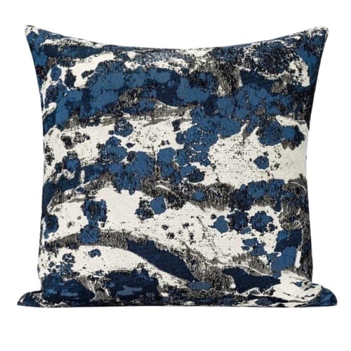 غطاء وسادة فاخر بنقشة تجريدية بدرجات الأزرق