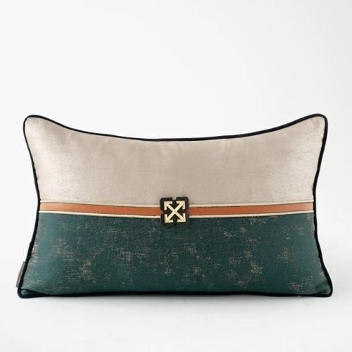 غطاء خدادية راقي بلون زيتي وبيج مع تفصيلة معدنية ف...