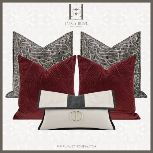 مجموعة اغطية خداديات مميزه احمر ورمادي