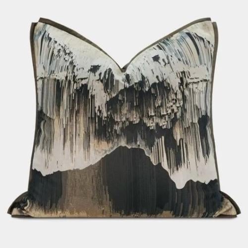 غطاء خدادية بدرجات البيج والبني فاخر بتصميم تجريدي