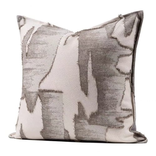 غطاء وساده رمادي وبيج