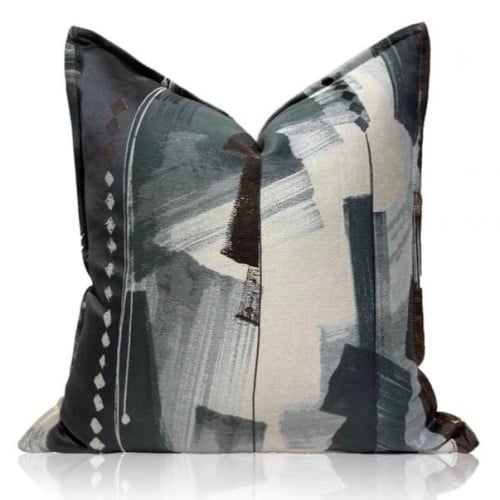 غطاء خدادية بنقشة تجريدية اخضر واسود