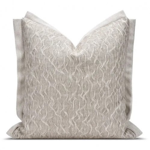 غطاء وسادة رمادي بتطريز متموج مودرن