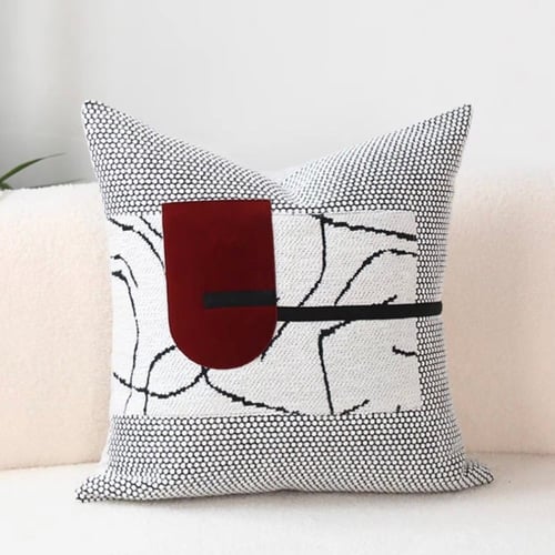 غطاء خدادية أبيض وأسود بتصميم عصري ولمسة حمراء | F...