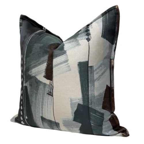 غطاء خدادية بنقشة تجريدية اخضر واسود