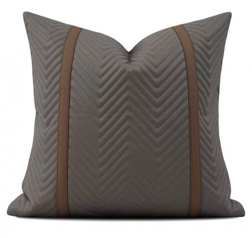 غطاء وساده رمادي وبني