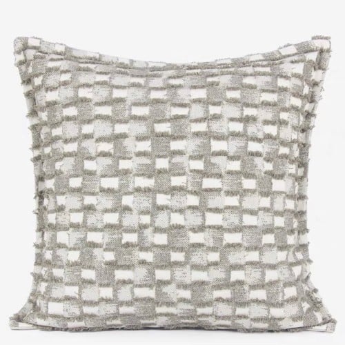 غطاء وسادة ابيض و رمادي