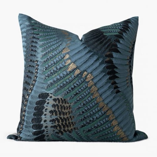 غطاء خدادية أزرق بنقشة ريش الطاووس