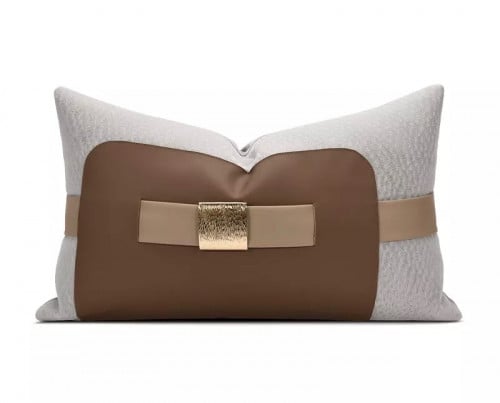 غطاء وسادة رمادي وبني مقاس 30x50cm