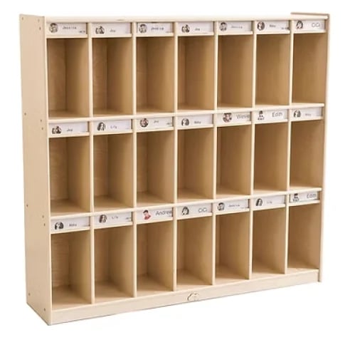 School locker 21 compartments – natural wood