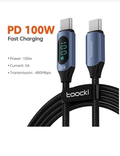 كابل شاحن توكي 2 متر وقوه 100واط