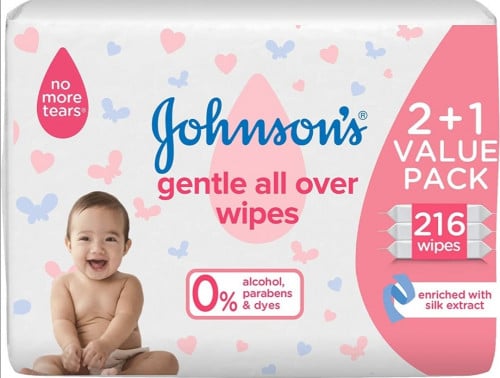 علبة مناديل مبللة للاطفال جنتل اول اوفر من جونسون...