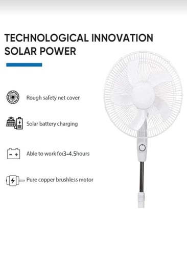 مروحة شمسية DENX DX2606 قابلة لإعادة الشحن مع LED...