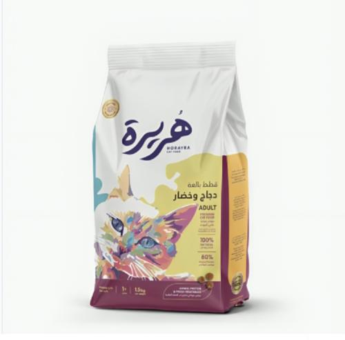 هريرة طعام جاف بنكهة الدجاج والخضار للقطط البالغة