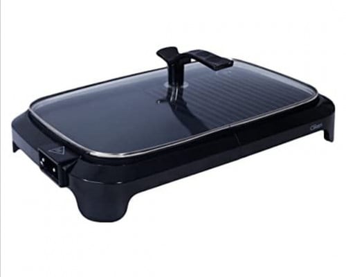 شواية شواء كهربائية مطلية غير لاصقة مع غطاء، تحكم...