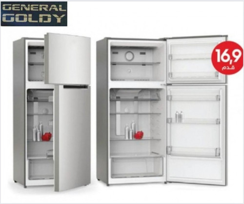 ثلاجة جنرال جولدي 490 لتر - 16.9 قدم بابين استيل ب...