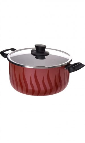 قدر تيفال فرنسي تيمبو 28 سم مع غطاء ، باللون احمر،