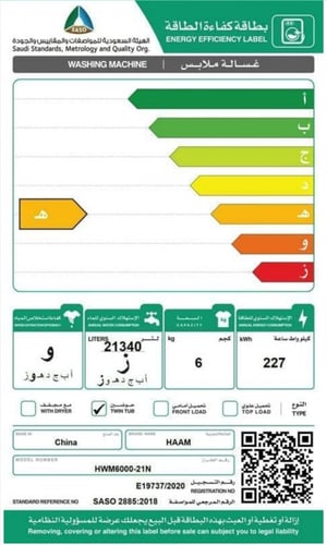 غسالة بحوضين سعة 6 كغم من هام HWM6000-21N، لون ابي...