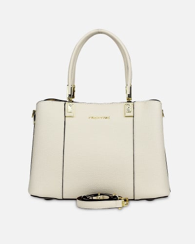 شنطة نسائية من الجلد بلون أبيض