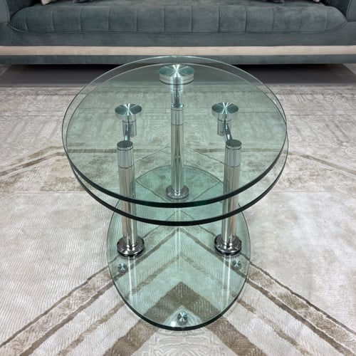 طاولة قهوة دائرية زجاج ويلفيس (متعددة الاستخدام)