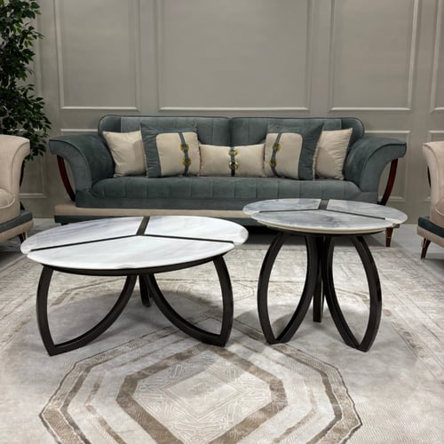 طقم طاولة قهوة بسطح رخام طقم النرد