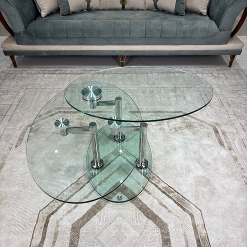 طاولة قهوة دائرية زجاج ويلفيس (متعددة الاستخدام)