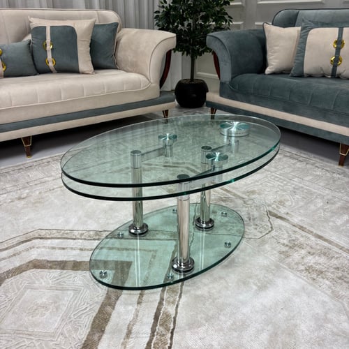 طاولة قهوة دائرية زجاج ويلفيس (متعددة الاستخدام)