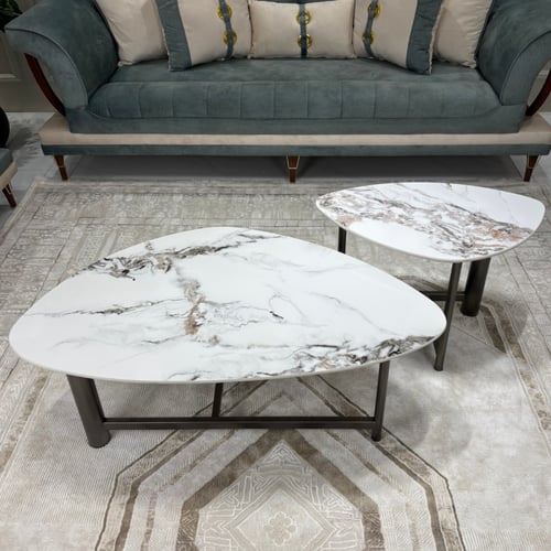 طقم بيضاوي قطعتين رخام