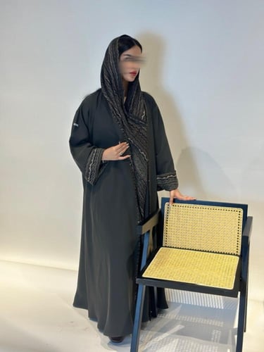 N42 - عباية نص كلوش (كشمير درجات الزيتي)