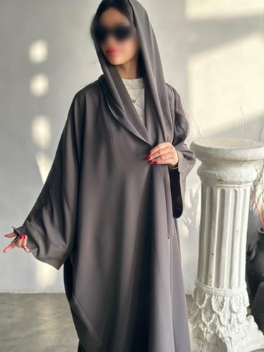 N38- (زيتي غامق) - قصة نص بشت بإضافة قماش لمعة