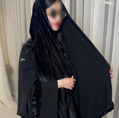 طرحة دبل فيس أسود ساده ومخمل (أسود ـ بني - موف غام...