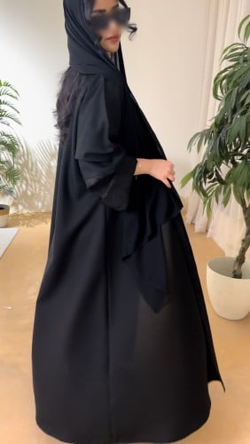 N29- نص كلوش -كتان/جاكار بالأكمام (أسود)