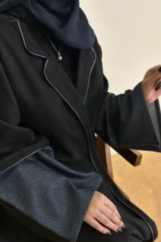 N33-(لذر كحلي )نص كلوش قصة معطف ناعم