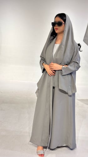 N24 عباية رسميه بقصة معطف (رمادي)