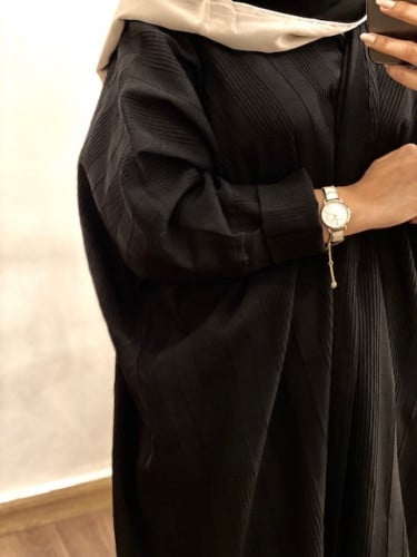 عباية لينن مكسر -أسود