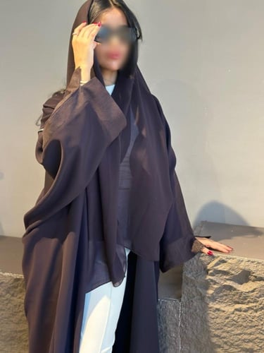 N38- (بنفسجي غامق) - قصة نص بشت بإضافة قماش لمعة