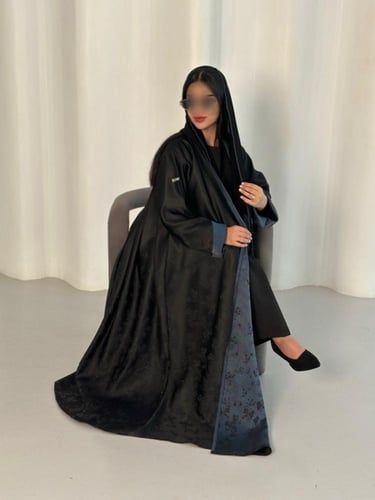 N48 - كلوش - قماش التفته - اسود / أزرق بحري