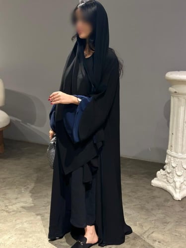 N36 - قصة كلوش -كم بقصة منحنية (كحلي)