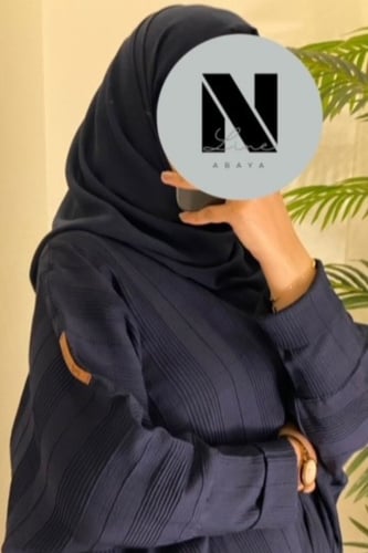 عباية لينن مكسر - كحلي