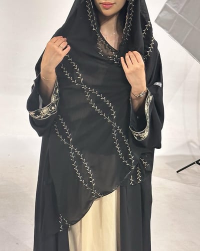 طرحة لايزر - مطرزة لون ذهبي مطفي