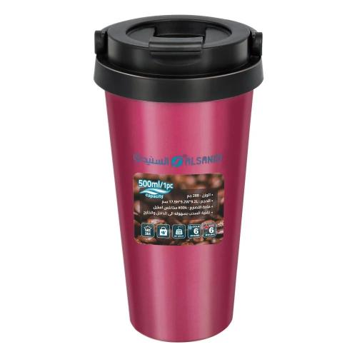 كوب قهوة ستانليس ستيل 304 زهري حار / بارد بغطاء بل...