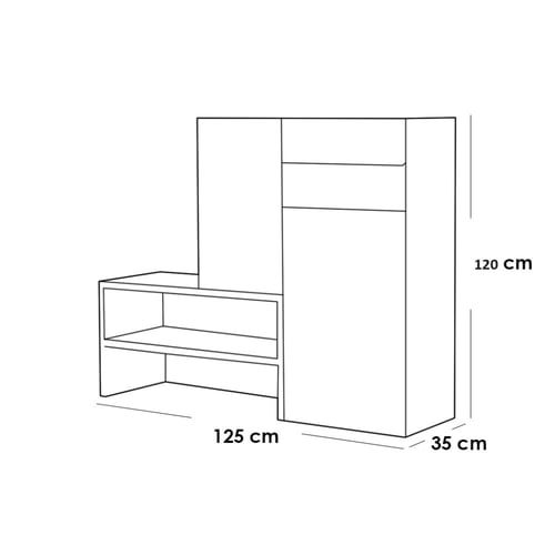 خزانة أحذية 120*35*125- بني و أسود