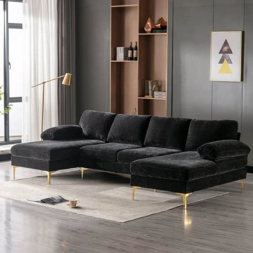 كنبة زاوية 280×80×85×135×135 سم - رمادي