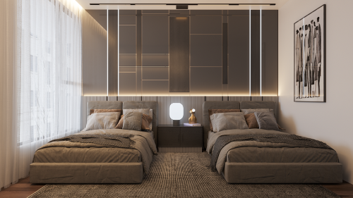 طقم سريرين - بيج